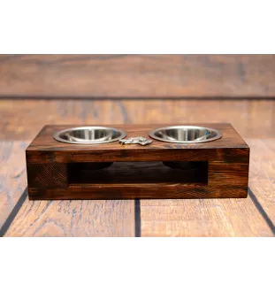 Dalmatian, Carriage Dog, Spotted Coach Dog - wooden stand with bowls for a dog, steel dog bowls, a gift for adopting a dog from the Art-Dog brand