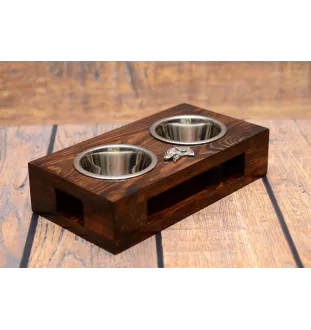 Dalmatiner, Dalmatinac - Holzständer mit Näpfen für Hunde, Edelstahlnäpfe, Geschenk zur Adoption eines Hundes von der Marke Art-Dog