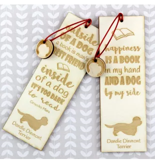 Dandie Dinmont Terrier, Hindlee Terrier I - dog bookmark, personalized bookmark, dog gadget for Art-Dog brand readers
