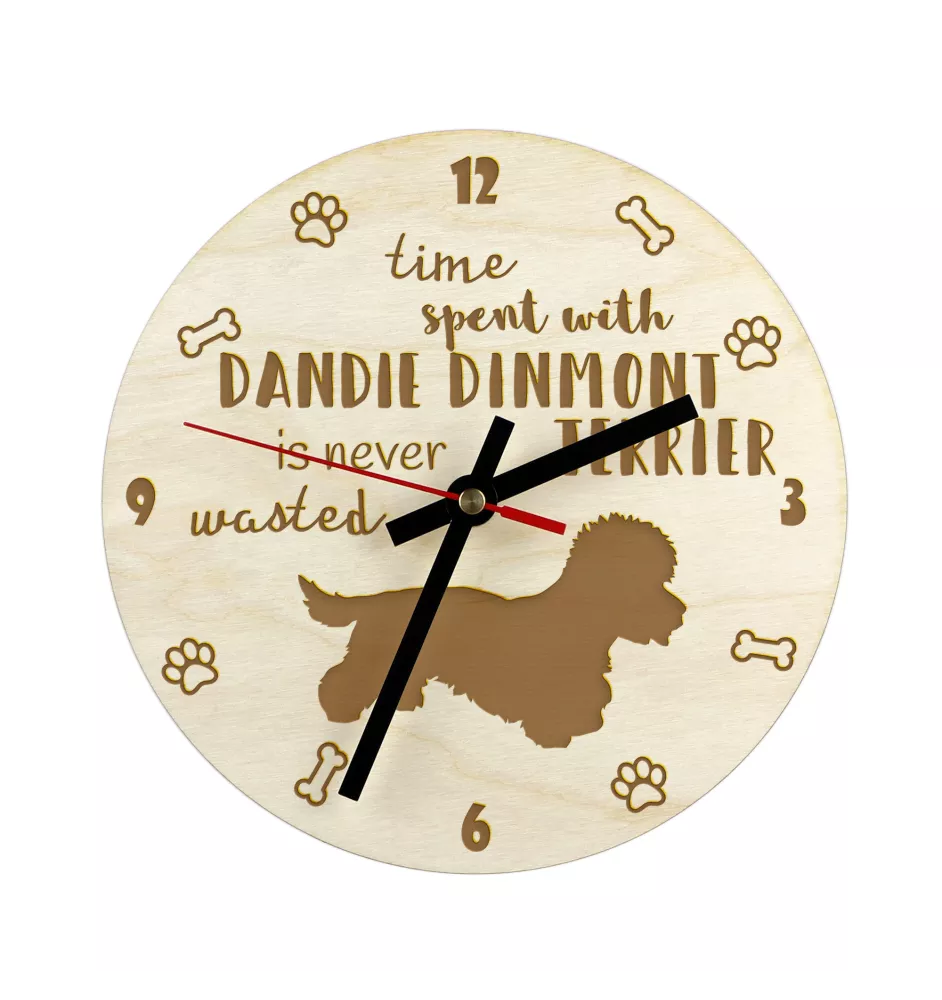 Dandie Dinmont Terrier - horloge avec chien, horloge en bois, horloge murale pour les amoureux des chiens, horloge de bureau et étagère, Art-Dog