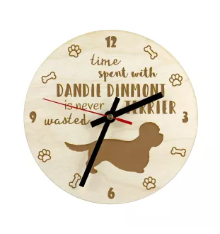 Dandie Dinmont Terrier, Hindlee Terrier I - clock with a dog, wooden clock, wall clock for dog lovers, clock for desk and shelf, Art-Dog