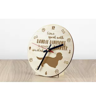 Dandie Dinmont Terrier, Hindlee Terrier I - clock with a dog, wooden clock, wall clock for dog lovers, clock for desk and shelf, Art-Dog