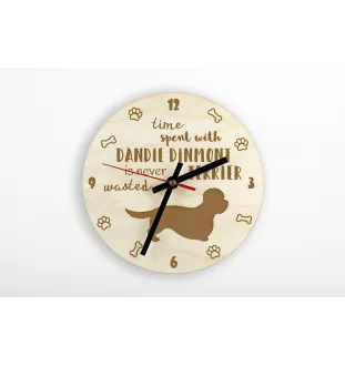 Dandie Dinmont Terrier, Hindlee Terrier I - clock with a dog, wooden clock, wall clock for dog lovers, clock for desk and shelf, Art-Dog
