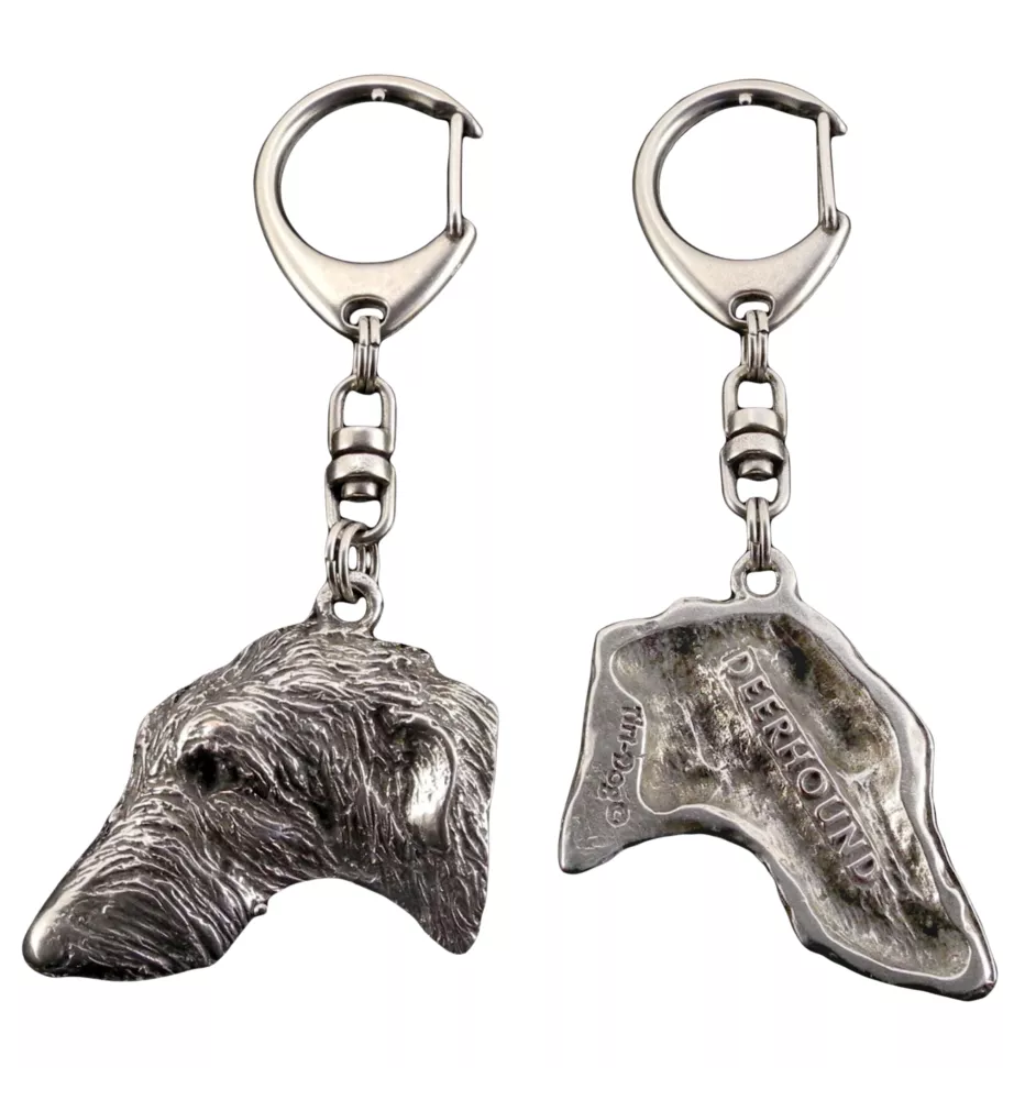 Deerhound, Scottish Deerhound - Silver-plated key ring with dog, handbag decoration, backpack pendant by Art-Dog brand