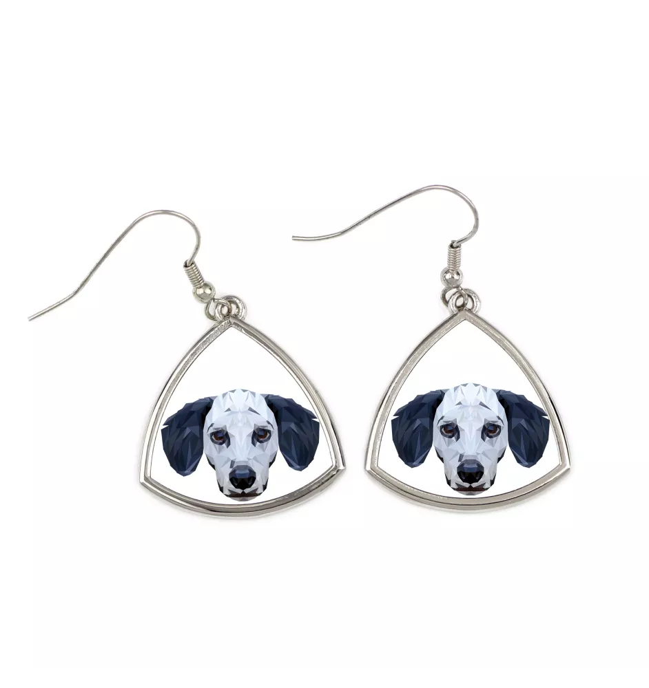Dalmatien - boucles d'oreilles avec une photo et un motif de chien géométrique Art-Dog