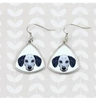 Dalmatien - boucles d'oreilles avec une photo et un motif de chien géométrique Art-Dog