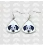 Dalmatien - boucles d'oreilles avec une photo et un motif de chien géométrique Art-Dog