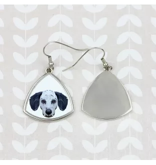 Dalmatien - boucles d'oreilles avec une photo et un motif de chien géométrique Art-Dog