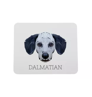 Dalmatian, Carriage Dog, Spotted Coach Dog - geometric mouse pad with a picture and text by Art-Dog