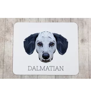 Dalmatiner, Dalmatinac - geometrisches Mauspad mit Bild und Aufschrift von Art-Dog
