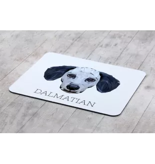 Dalmatian, Carriage Dog, Spotted Coach Dog - geometric mouse pad with a picture and text by Art-Dog