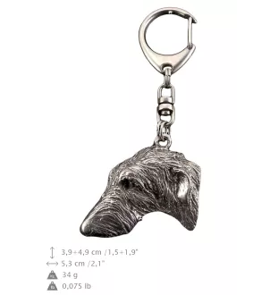 Deerhound, Scottish Deerhound - Porte-clés argenté avec un chien dans une boîte cadeau, décoration de sac à main, pendentif de sac à dos par la marque Art-Dog