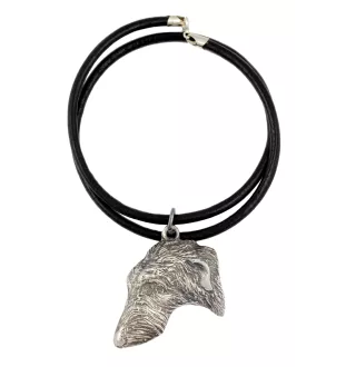 Deerhound, Schottischer Hirschhund, Scottish Deerhound - Halskette mit Hund, versilberter Anhänger für Hundefans, einzigartiger Schmuck der Marke Art-Dog