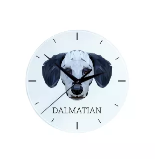Dalmatien - horloge murale géométrique avec photo et logo de la marque Art-Dog