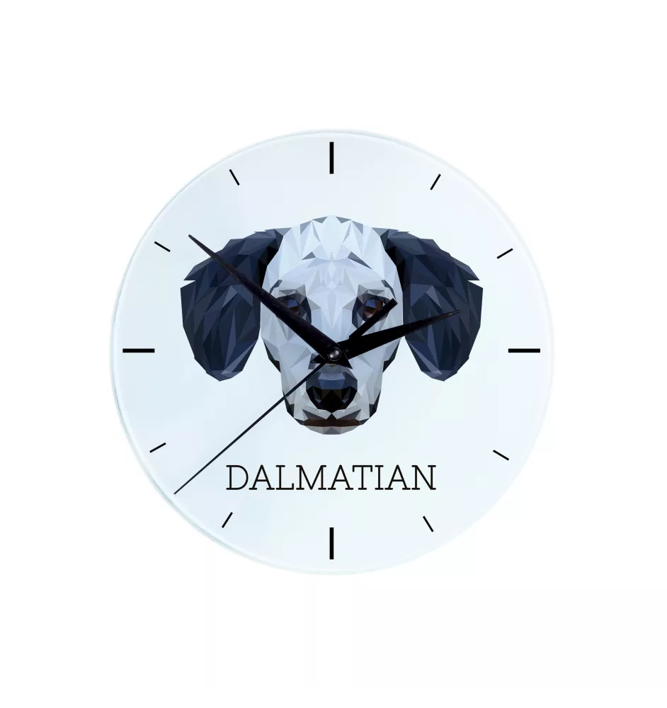 Dalmatien - horloge murale géométrique avec photo et logo de la marque Art-Dog