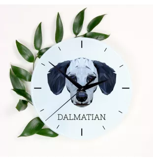 Dalmatien - horloge murale géométrique avec photo et logo de la marque Art-Dog