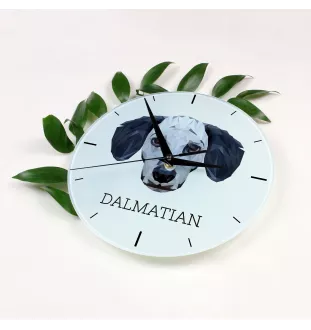 Dalmatiner, Dalmatinac - geometrische Wanduhr mit Bild und Aufschrift der Marke Art-Dog