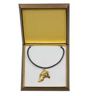 Deerhound, Schottischer Hirschhund, Scottish Deerhound - Hundehalsband in Geschenkbox, vergoldeter Anhänger für Hundefans, auffälliger Schmuck von Art-Dog