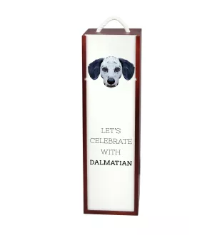 Dalmatiner, Dalmatinac - geometrische Box mit einem Bild und Schriftzug für Wein der Marke Art-Dog