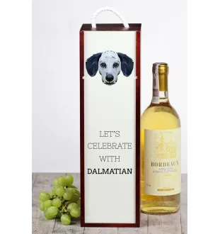 Dalmatiner, Dalmatinac - geometrische Box mit einem Bild und Schriftzug für Wein der Marke Art-Dog