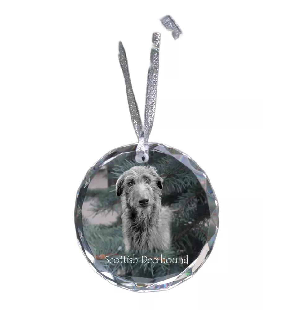 Deerhound, Scottish Deerhound - crystal bauble with a photo, dog photo in crystal, personalized Christmas tree ornament by Art-Dog brand