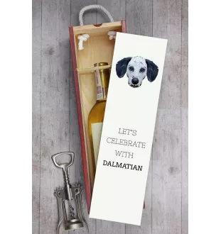 Dalmatiner, Dalmatinac - geometrische Box mit einem Bild und Schriftzug für Wein der Marke Art-Dog