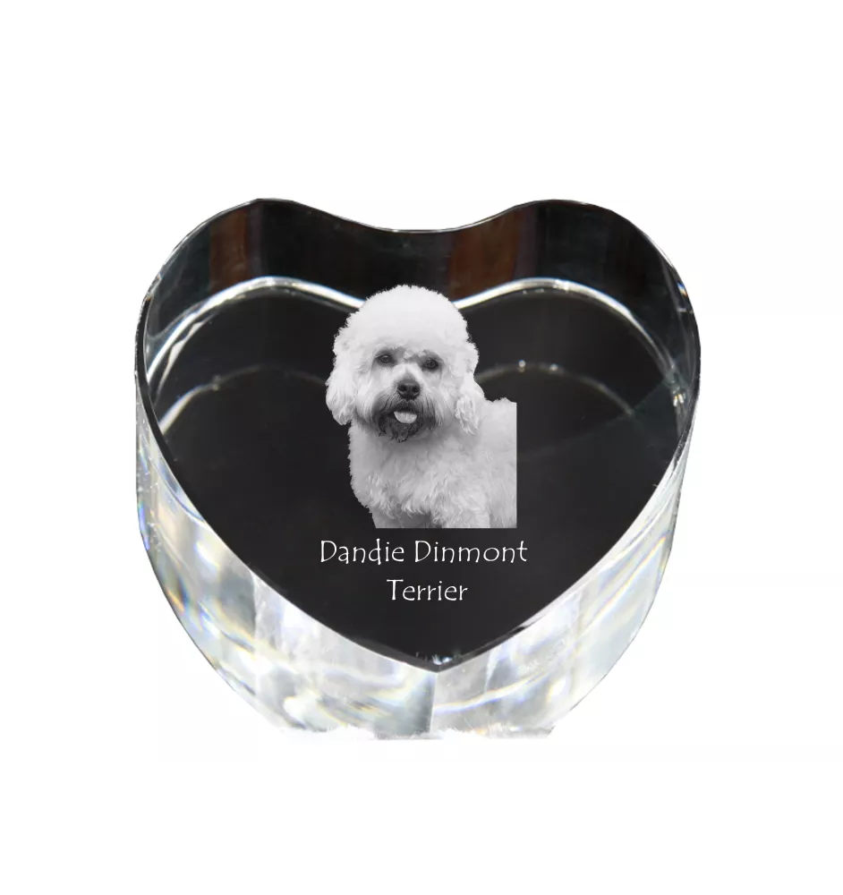 Dandie Dinmont Terrier serce kryształowe z psem Art-Dog
