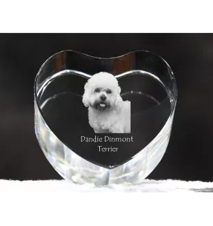 Dandie Dinmont Terrier - Hundebild im Kristall, Kristallherz, einzigartiger Bilderrahmen der Marke Art-Dog