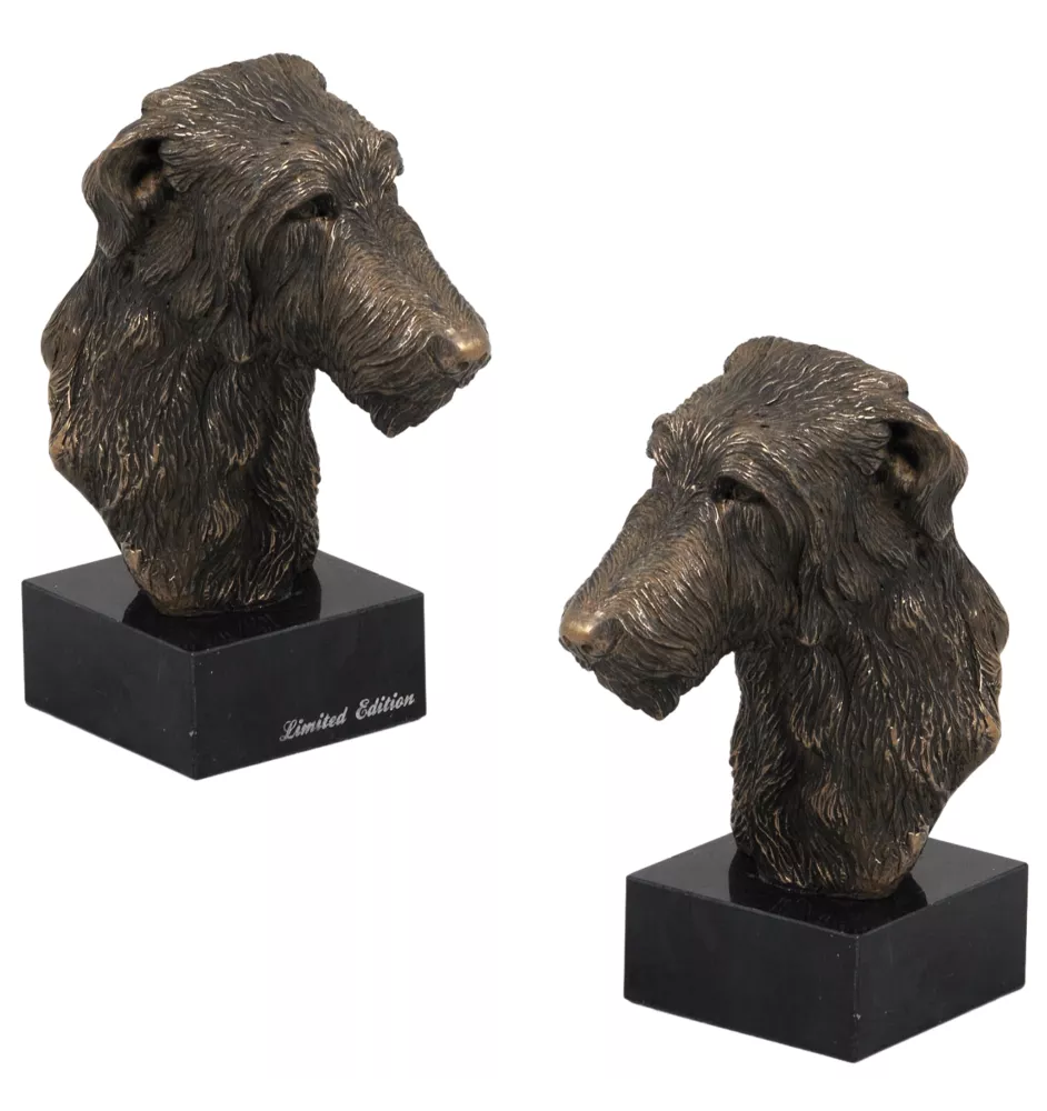 Deerhound, Schottischer Hirschhund, Scottish Deerhound - Hundestatue, Büste auf Steinsockel, Skulptur, Trophäe für Hundeausstellung der Marke Art-Dog