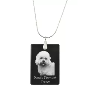 Dandie Dinmont Terrier, Hindlee Terrier - Crystal pendant with dog, silver necklace with photo, personalised pendant by Art-Dog brand