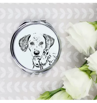 Dalmatiner, Dalmatinac - Taschenspiegel mit Hund, personalisierter Taschenspiegel, kompakter Spiegel mit Art-Dog-Logo