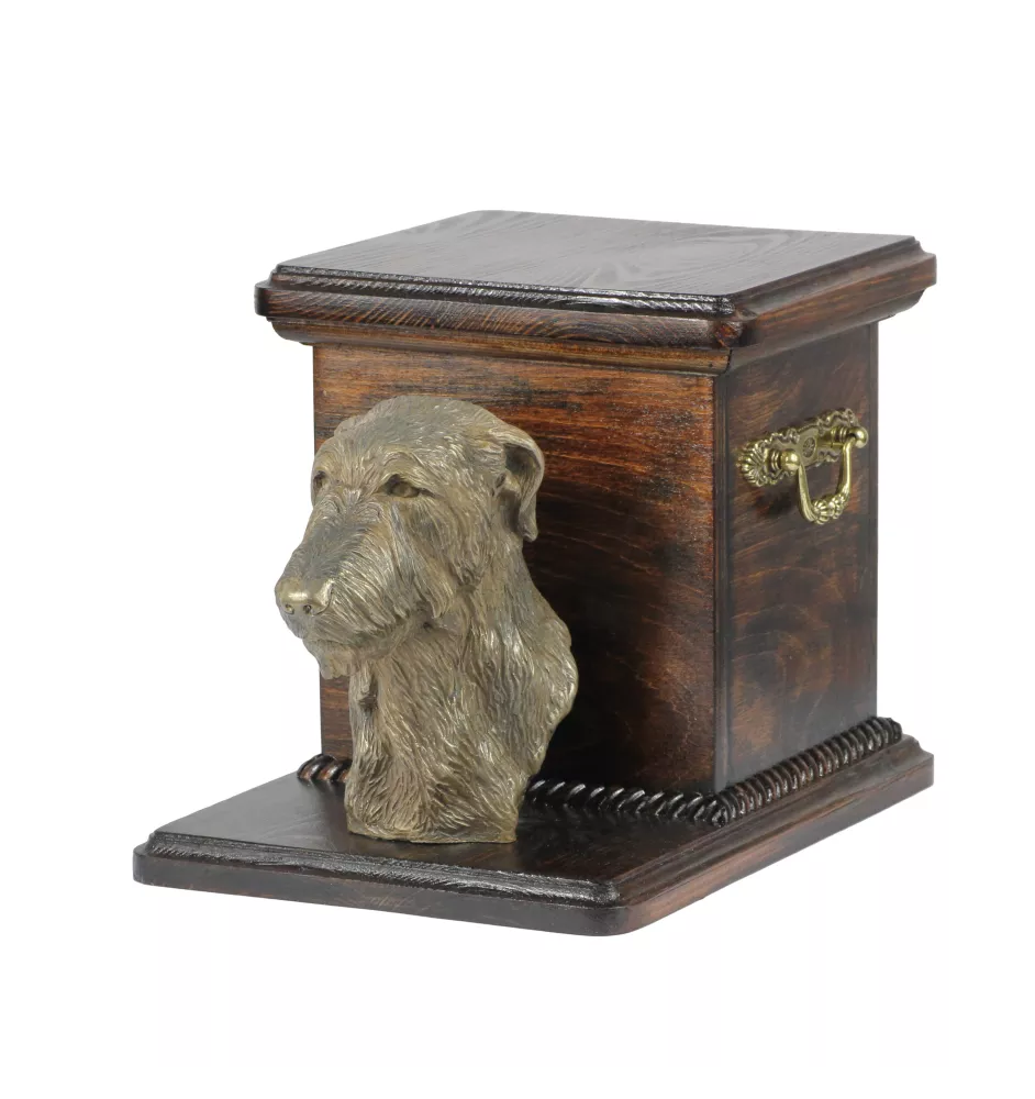 Deerhound, Scottish Deerhound - urne pour les cendres d'un chien avec une statuette, une urne élégante pour chien, une urne exceptionnelle avec un buste de chien de la marque Art-Dog