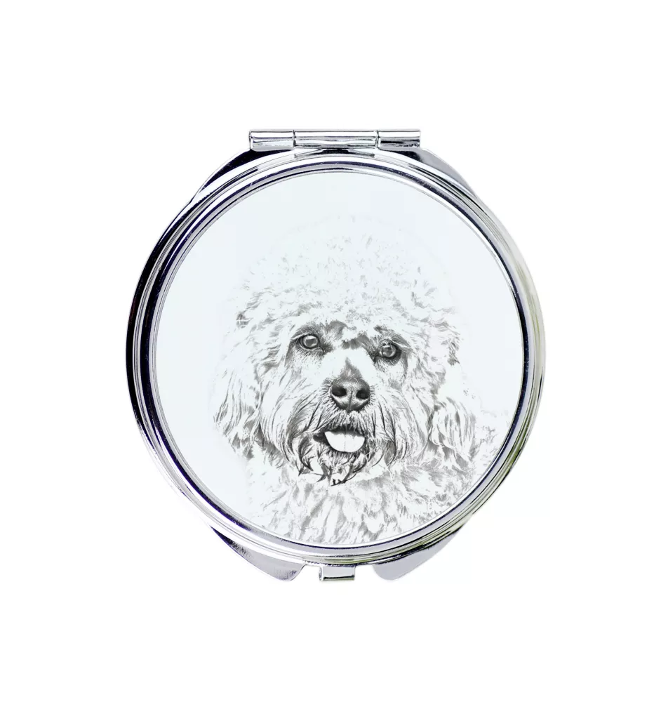 Dandie Dinmont Terrier - Taschenspiegel mit Hund, personalisierter Taschenspiegel, kompakter Spiegel mit Art-Dog-Logo