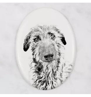 Deerhound, Scottish Deerhound - une plaque commémorative avec une photo de chien, une plaque funéraire avec une impression, une plaque ovale personnalisée de la marque Art-Dog