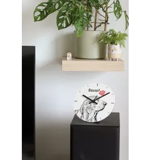 Deerhound, Scottish Deerhound - wall clock with a dog, shelf clock with a print, personalized home decoration from the Art-Dog brand
