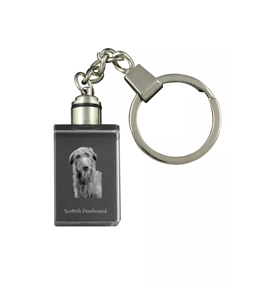 Deerhound, Scottish Deerhound - Crystal key ring with dog photo, illuminated key ring, unique gift by Art-Dog brand