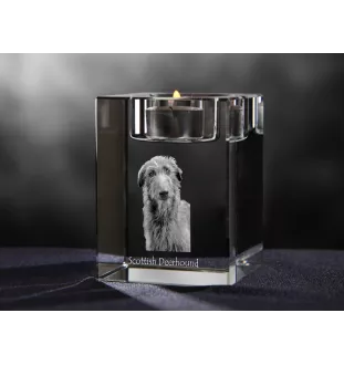 Deerhound, Scottish Deerhound - Candle holder with dog photo, crystal tealight holder, personalised gift by Art-Dog brand