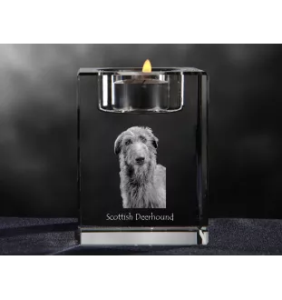 Deerhound, Scottish Deerhound - Candle holder with dog photo, crystal tealight holder, personalised gift by Art-Dog brand
