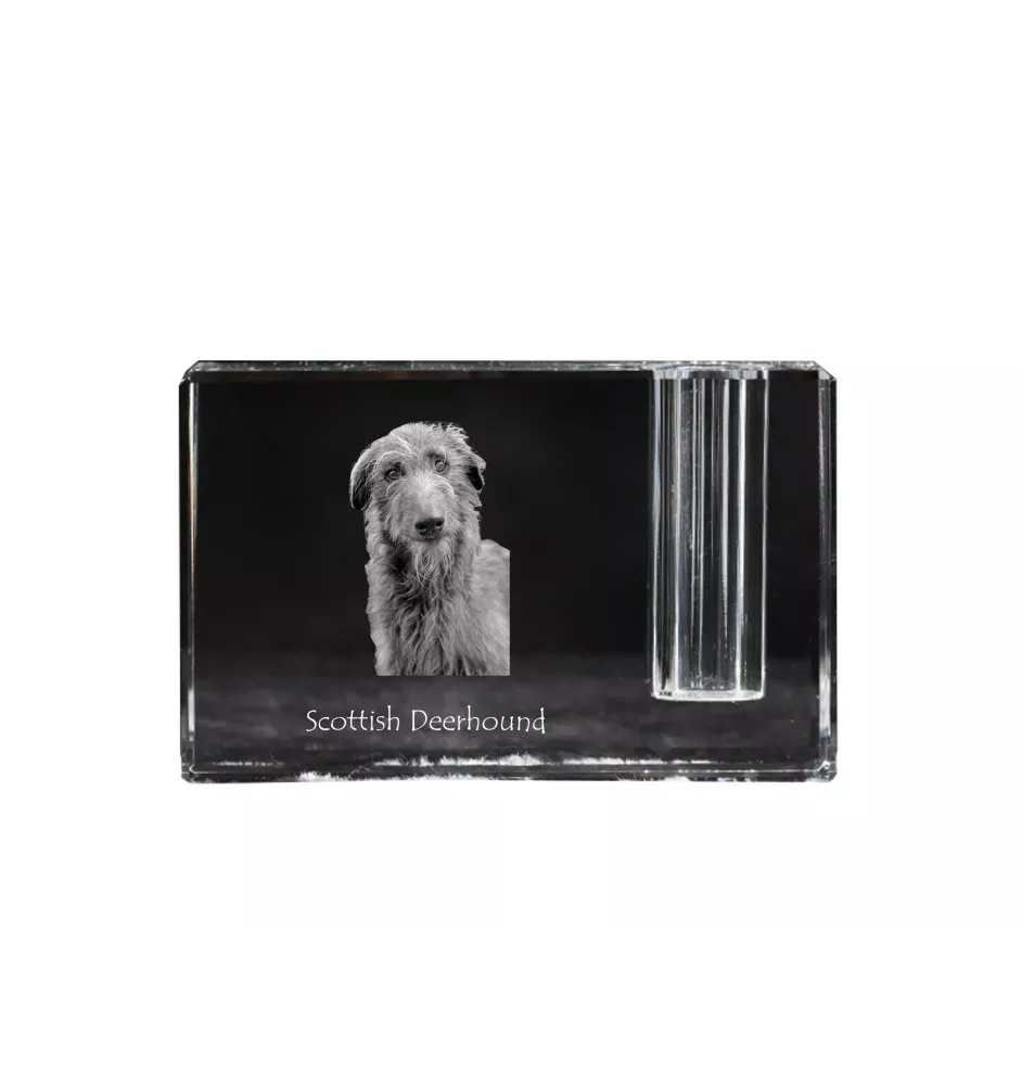 Deerhound, Scottish Deerhound - Porte-stylos, organiseur en cristal avec photo de chien, décoration de bureau unique par la marque Art-Dog