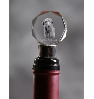 Deerhound, Scottish Deerhound - Bottle stopper, crystal wine stopper with photo, personalised gift for bartender by Art-Dog brand