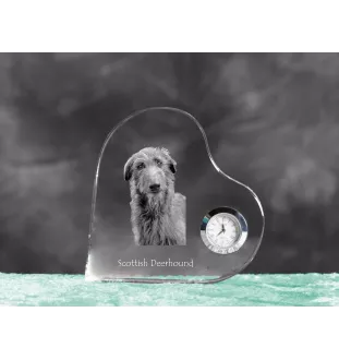 Deerhound, Scottish Deerhound - horloge en cristal avec une photo de chien, horloge de table en forme de cœur, horloge debout personnalisée de la marque Art-Dog