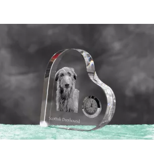 Deerhound, Schottischer Hirschhund, Scottish Deerhound - Kristalluhr mit einem Hundebild, Herzregal-Uhr, personalisierte Standuhr der Marke Art-Dog