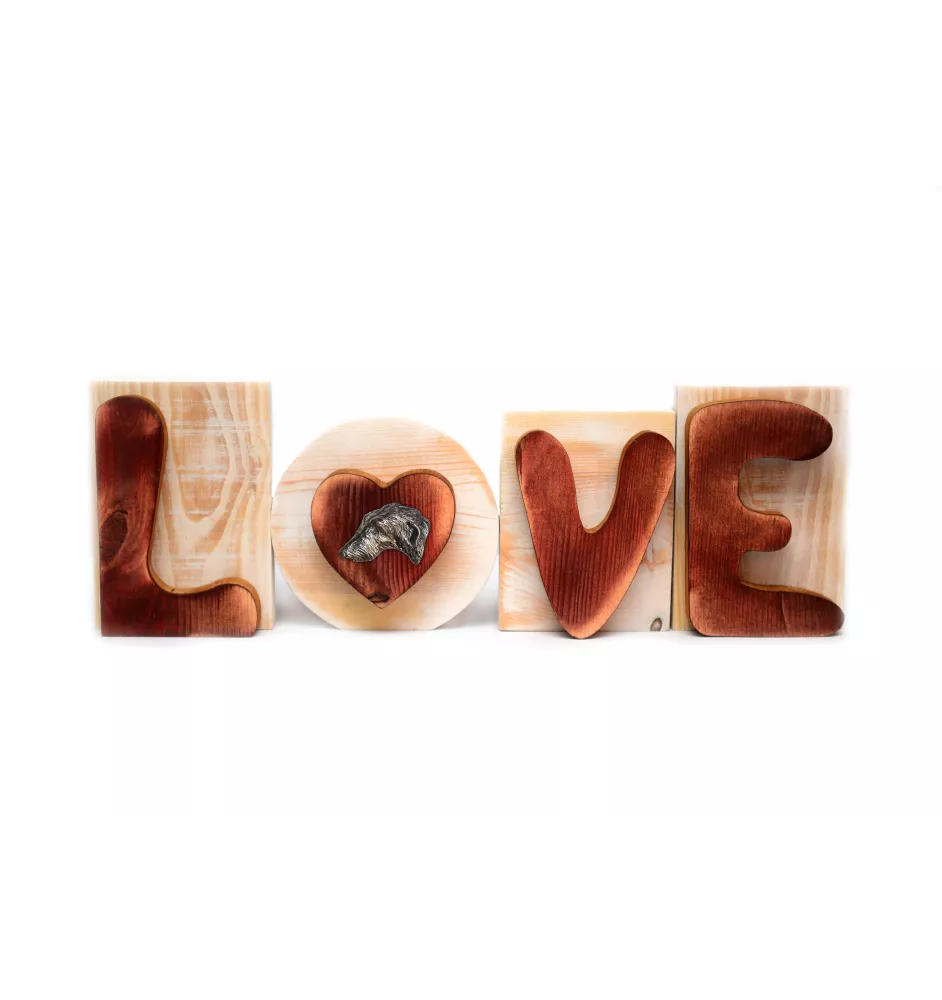 Deerhound, Schottischer Hirschhund, Scottish Deerhound - Holzschriftzug LOVE, Innendekoration mit Hund, entzückende Dekoration für das Regal der Marke Art-Dog