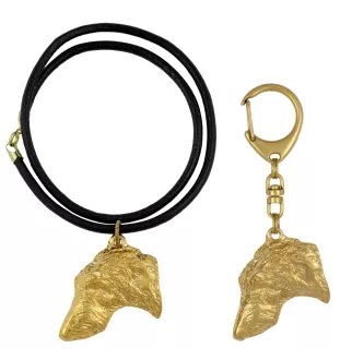 Deerhound, Scottish Deerhound - keychain and necklace with a dog in a box, high-quality gold-plated product, Art-Dog brand