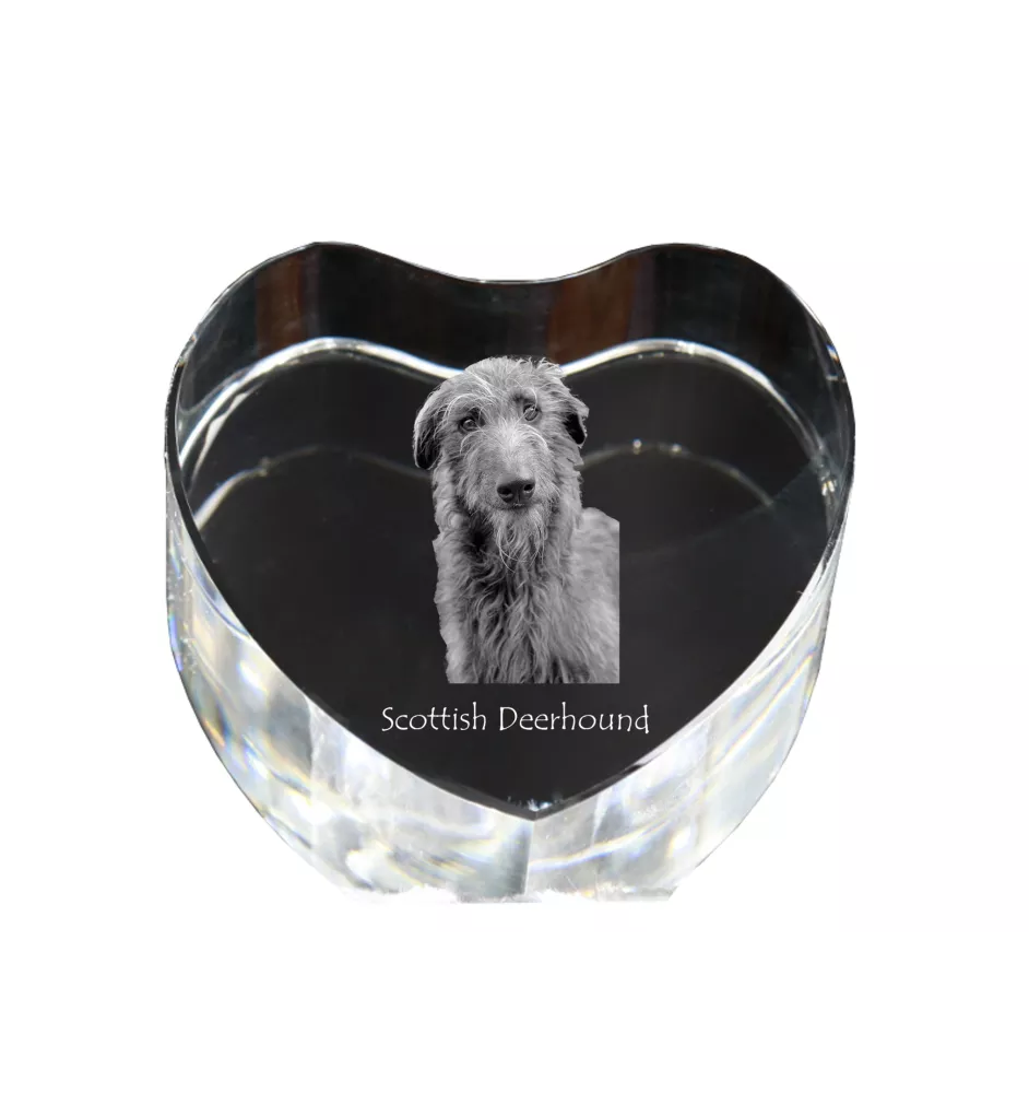 Deerhound, Scottish Deerhound - a photo of a dog in crystal, crystal heart, unique photo frame from the Art-Dog brand