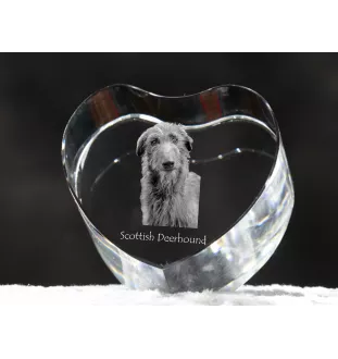 Deerhound, Scottish Deerhound - a photo of a dog in crystal, crystal heart, unique photo frame from the Art-Dog brand