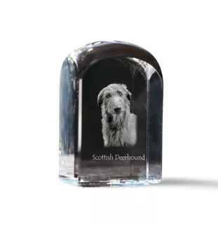 Deerhound, Scottish Deerhound - un cube de cristal avec une photo, une photo de chien dans le cristal, un presse-papiers cubique de la marque Art-Dog