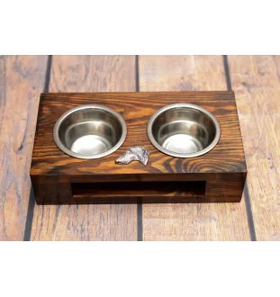 Deerhound, Schottischer Hirschhund, Scottish Deerhound - Holzständer mit Näpfen für Hunde, Edelstahlnäpfe, Geschenk zur Adoption eines Hundes von der Marke Art-Dog