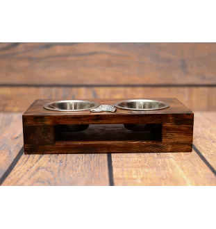 Deerhound, Schottischer Hirschhund, Scottish Deerhound - Holzständer mit Näpfen für Hunde, Edelstahlnäpfe, Geschenk zur Adoption eines Hundes von der Marke Art-Dog