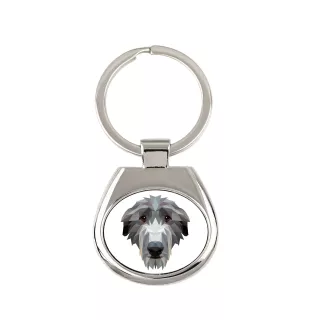 Deerhound, Schottischer Hirschhund, Scottish Deerhound - geometrischer Schlüsselanhänger mit Foto und Aufschrift Art-Dog